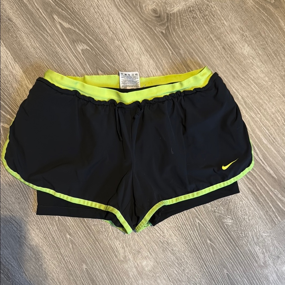Nike Black and Yellow Athletic Shorts Lightweight Performance
